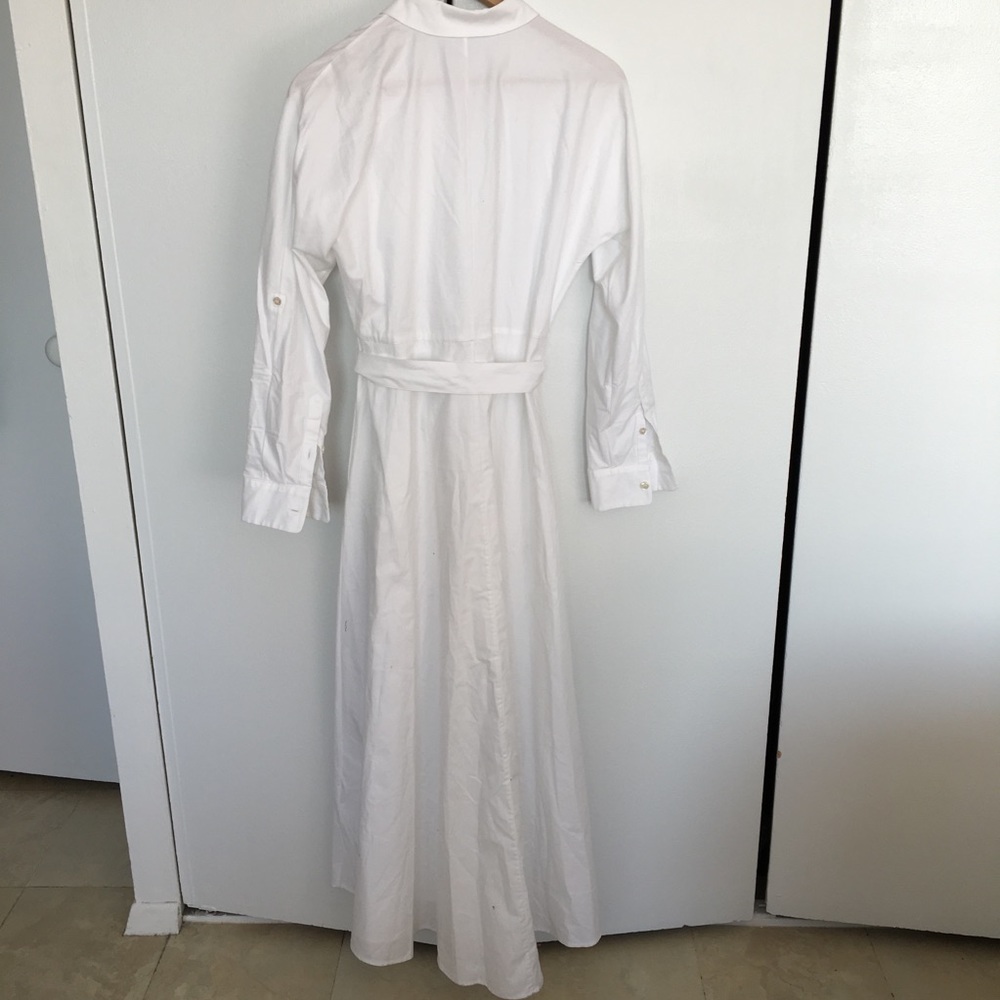 NEW sexy White shirt dress size 2 theory belted long sleeve button up style - Picture 6 of 11